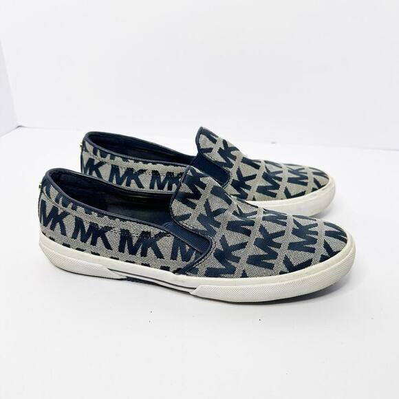 Michael Kors Womens Size 6.5 Keaton Navy Blue Signature Slip On Sneakers - Picture 4 of 9